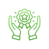 VFI Technology - A badge symbol in between two hands