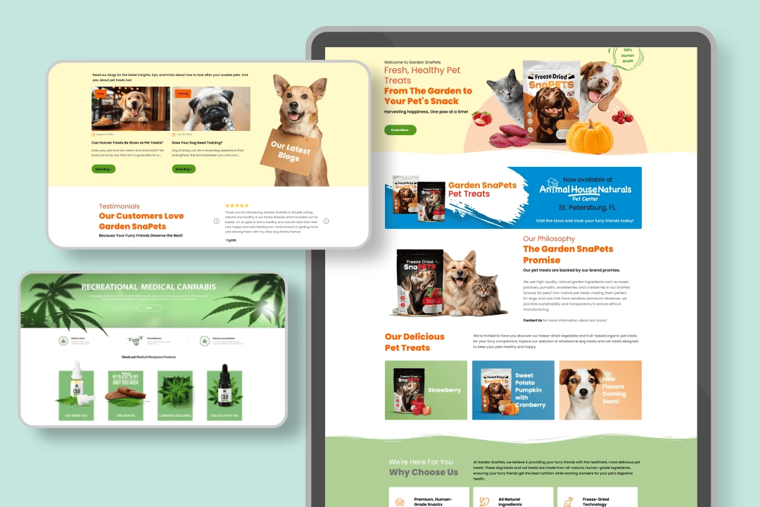 VFI Technology - Cannabis content writing and graphics displayed on different sized screens