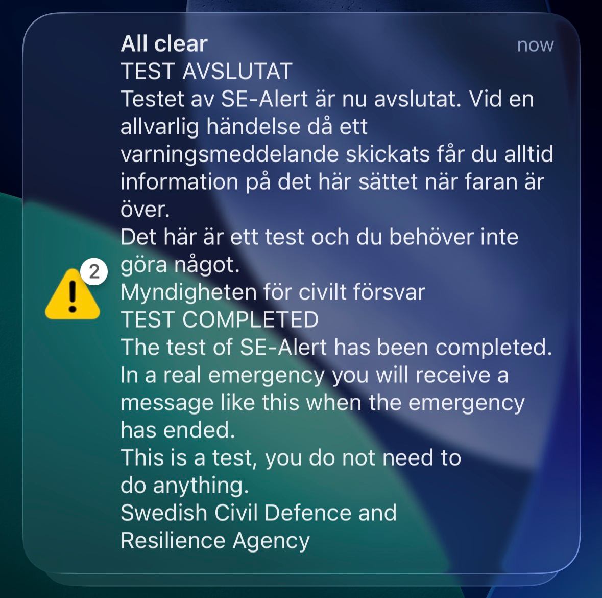 Schweden führt ersten SE-Alert-Test durch