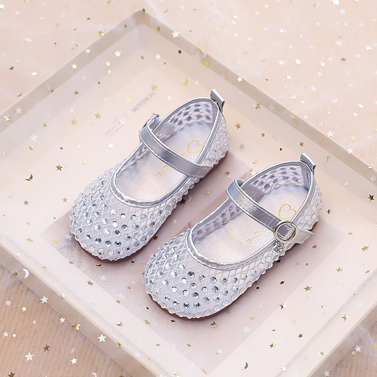 M193 Giày Búp Bê Bé Gái Lưới Đính Đá Lấp Lánh Công Chúa – Giày Búp Bê Trẻ Em Dáng Mary Jane Mùa Hè Thoáng Khí Đi Dự Tiệc