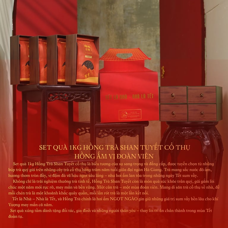 Set quà 1kg Hồng Trà Shan Tuyết Cổ Thụ hồng ấm vị đoàn viên
