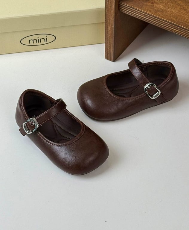 M205 Giày Búp Bê Bé Gái Mary Jane Da Mềm Phong Cách Vintage Hàn Quốc – Giày Trẻ Em Mũi Tròn Êm Chân Đi Học, Đi Chơi