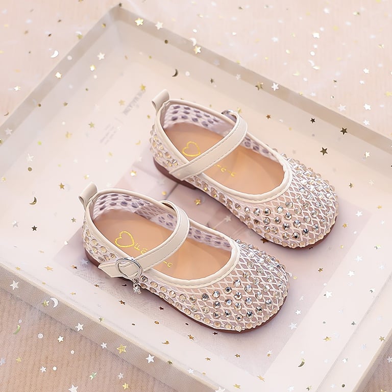 M193 Giày Búp Bê Bé Gái Lưới Đính Đá Lấp Lánh Công Chúa – Giày Búp Bê Trẻ Em Dáng Mary Jane Mùa Hè Thoáng Khí Đi Dự Tiệc