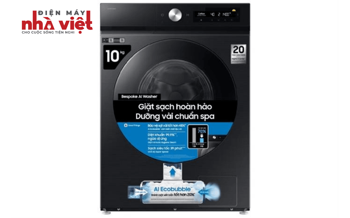 Máy giặt Samsung Bespoke AI EcoBubble Inverter 10 kg WW10DB7U34GBSV