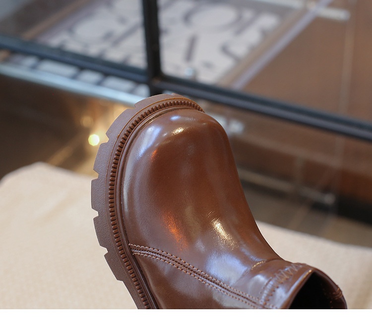 M047 Giày Bốt Trẻ Em Cổ Ngắn Da Bóng Phong Cách Hàn Quốc – Boots Bé Trai & Bé Gái Khóa Kéo Sau Cổ Chun Đế Răng Cưa Chống Trượt (Size 26 - 36)