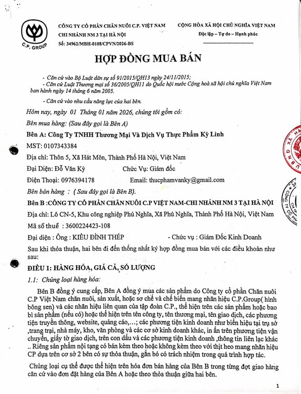 Hồ sơ pháp lý Công Ty Cổ Phần Chăn Nuôi CP.Việt Nam