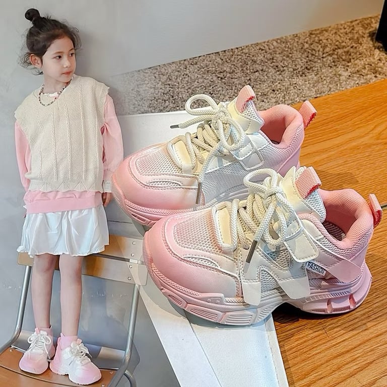 M046 Giày Thể Thao Bé Gái Phối Màu Hồng Loang Gradient Hàn Quốc – Sneaker Trẻ Em Đế Đúc Siêu Nhẹ Êm Chân Đi Học, Đi Chơi (Size 26 - 37)