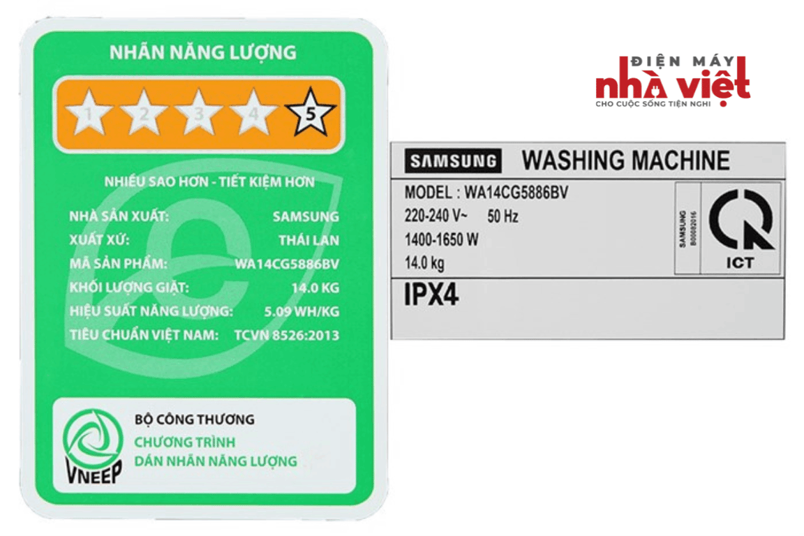 Máy giặt Samsung Inverter 14 kg WA14CG5886BDSV Thumbnail 6