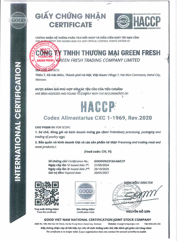 HỒ SƠ PHÁP LÝ CÔNG TY TNHH THƯƠNG MẠI GREEN FRESH