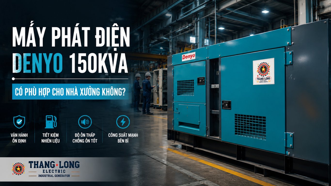 M&aacute;y ph&aacute;t điện Denyo 150kVA Nhật b&atilde;i