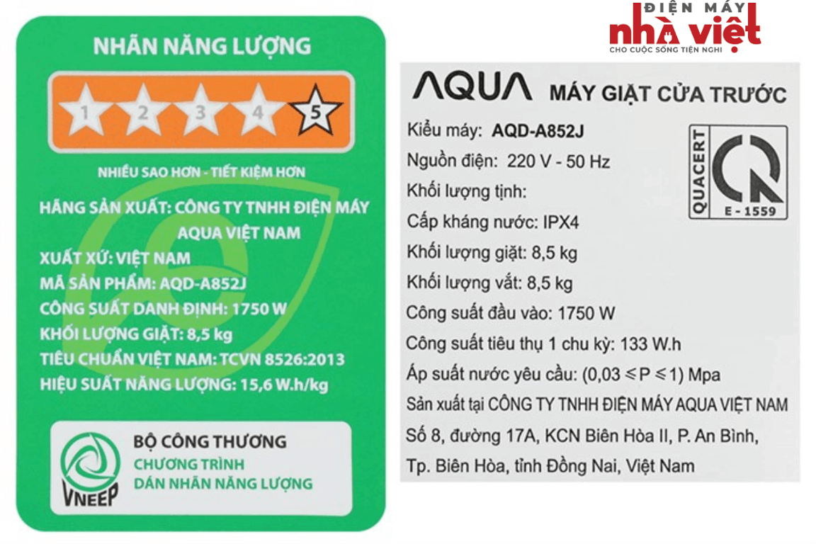 Máy giặt Aqua Inverter 8.5 kg AQD-A852J BK Thumbnail 4