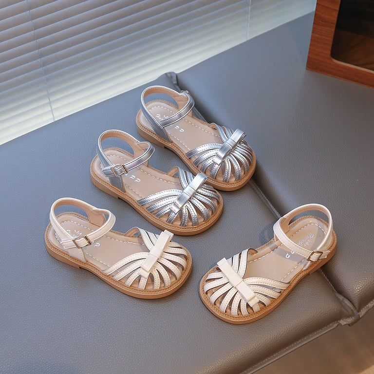 M185 Sandal Bé Gái Quai Đan Bịt Mũi Đính Nơ Xinh Xắn – Dép Sandal Trẻ Em Da Mềm Phong Cách Hàn Quốc Đi Học, Đi Chơi