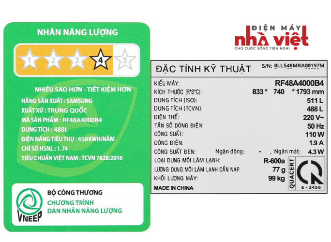 Tủ lạnh Samsung Inverter 488 lít RF48A4000B4/SV (4 cánh) Thumbnail 5