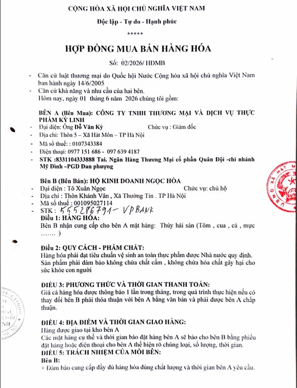 Hồ Sơ Pháp Lý HỘ KINH DOANH NGỌC HÒA