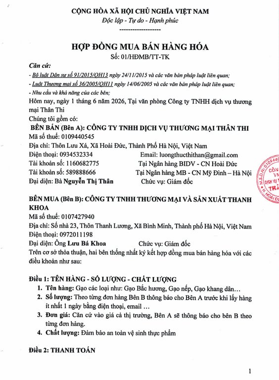 HỒ SƠ PHÁP LÝ CÔNG TY TNHH THƯƠNG MẠI VÀ SẢN XUẤT THANH KHOA