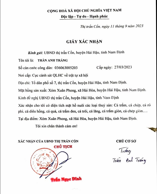 Hồ sơ pháp lý CÔNG TY TNHH THẮNG THỦY