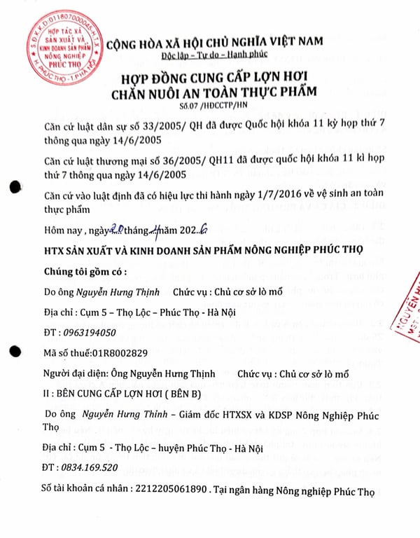 Hồ sơ pháp lý hộ kinh doanh NGUYỄN HƯNG THỊNH