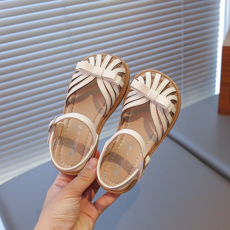 M185 Sandal Bé Gái Quai Đan Bịt Mũi Đính Nơ Xinh Xắn – Dép Sandal Trẻ Em Da Mềm Phong Cách Hàn Quốc Đi Học, Đi Chơi