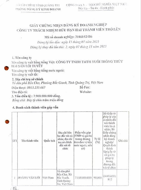 Hồ Sơ Pháp Lý HỘ KINH DOANH NGỌC HÒA