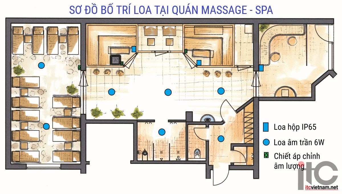 Âm thanh ITC cho Quán Massage Sauna - Quán Spa - Hiệu làm tóc