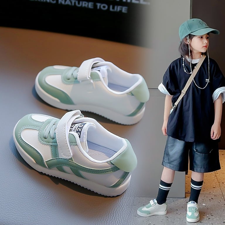 M024 Giày Thể Thao Trẻ Em Cổ Thấp Phối Sọc Nổi Bật – Sneaker Bé Trai & Bé Gái Da Mềm Quai Dán Tiện Lợi Đi Học, Đi Chơi (Size 31 - 36)