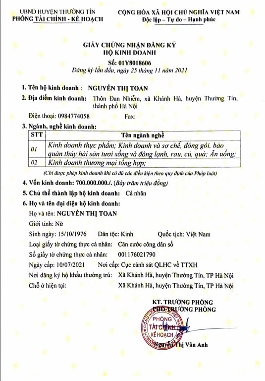 Hồ sơ pháp lý CÔNG TY TNHH THẮNG THỦY