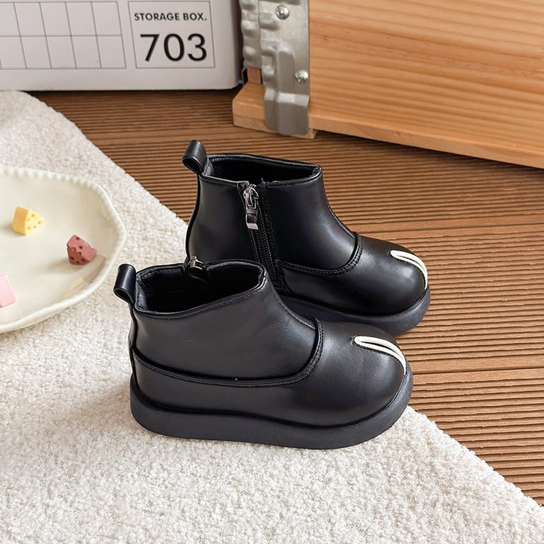 M044 Giày Bốt Bé Gái & Bé Trai Cổ Ngắn Da Mềm Mũi Tròn – Boots Trẻ Em Khóa Kéo Hông Tinh Tế Đế Đúc Êm Chân Đi Học, Đi Play, Du Lịch (Size 26 - 36)