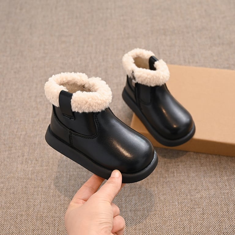 M143 Giày Bốt Cổ Ngắn Viền Lông Ấm Cho Bé Trai & Bé Gái (Size 26-35)