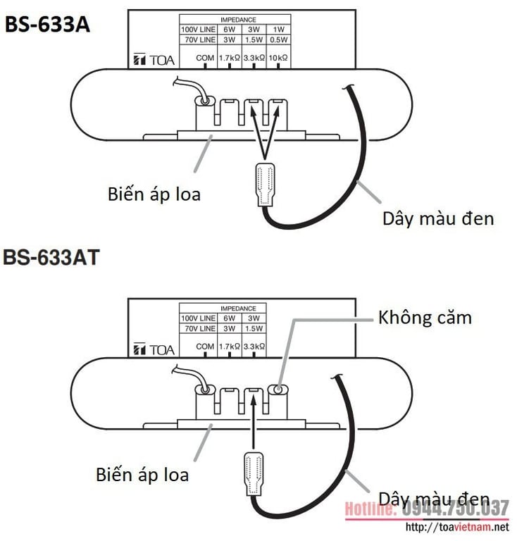 Hướng dẫn chi tiết lắp đặt loa hộp thông báo BS-633A và BS-633AT