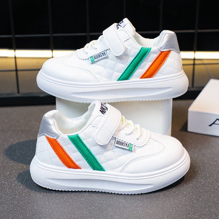 M035 Giày Thể Thao Trẻ Em Chần Chỉ Ô Trám Phối Sọc Màu – Sneaker Bé Trai & Bé Gái Da Mềm Quai Dán Êm Chân Đi Học, Đi Chơi (Size 26 - 36)