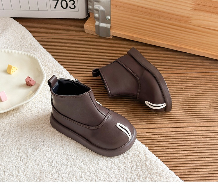 M044 Giày Bốt Bé Gái & Bé Trai Cổ Ngắn Da Mềm Mũi Tròn – Boots Trẻ Em Khóa Kéo Hông Tinh Tế Đế Đúc Êm Chân Đi Học, Đi Play, Du Lịch (Size 26 - 36)