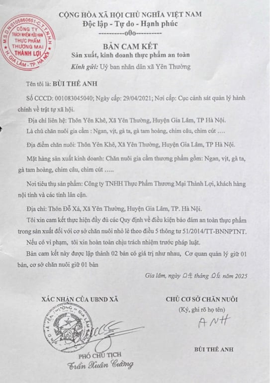 Hồ sơ pháp lý CÔNG TY TNHH THỰC PHẨM THƯƠNG MẠI THÀNH LỢI