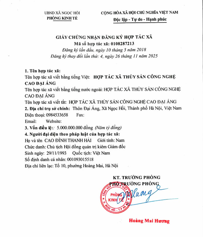 Hồ sơ pháp lý CÔNG TY TNHH THẮNG THỦY