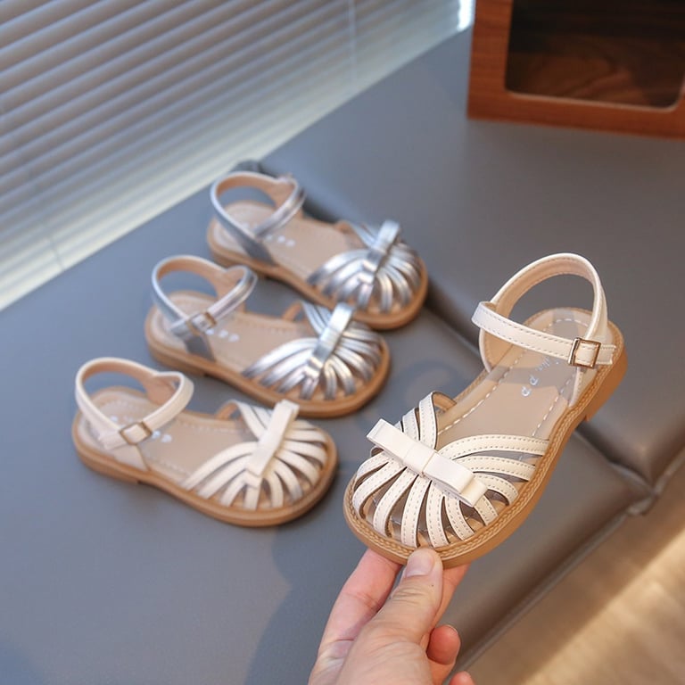 M185 Sandal Bé Gái Quai Đan Bịt Mũi Đính Nơ Xinh Xắn – Dép Sandal Trẻ Em Da Mềm Phong Cách Hàn Quốc Đi Học, Đi Chơi