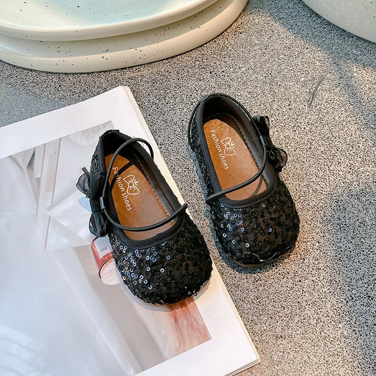 M018 Giày Búp Bê Bé Gái Đính Kim Tuyến Lấp Lánh Phối Nơ Voan – Giày Công Chúa Trẻ Em Mũi Bo Tròn Êm Chân Đi Tiệc, Bối Cảnh Biểu Diễn (Size 24 - 32)
