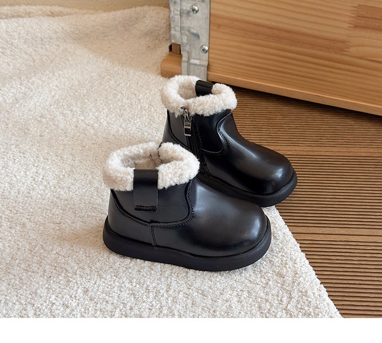 M143 Giày Bốt Cổ Ngắn Viền Lông Ấm Cho Bé Trai & Bé Gái (Size 26-35)