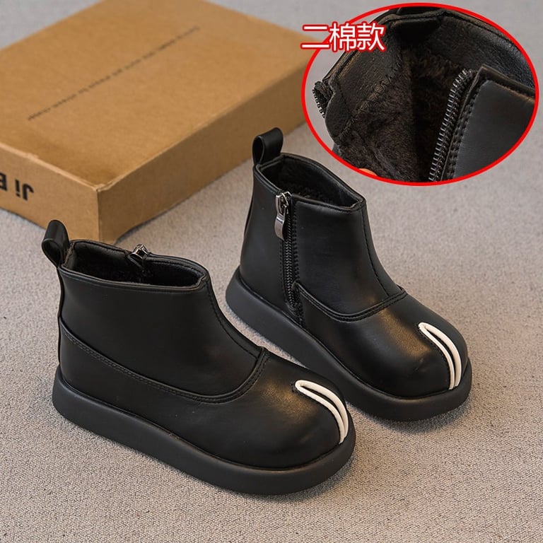 M044 Giày Bốt Bé Gái & Bé Trai Cổ Ngắn Da Mềm Mũi Tròn – Boots Trẻ Em Khóa Kéo Hông Tinh Tế Đế Đúc Êm Chân Đi Học, Đi Play, Du Lịch (Size 26 - 36)