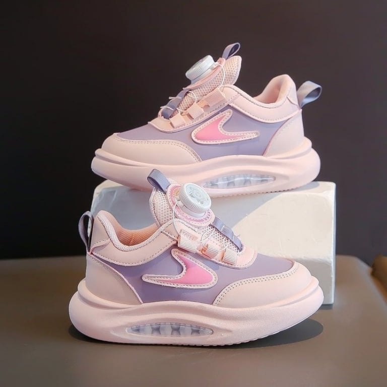 M154 Giày Thể Thao Bé Gái Núm Xoay Thông Minh – Giày Sneaker Trẻ Em Cổ Thấp Đệm Khí Tự Điều Chỉnh Dây Đi Học, Đi Chơi