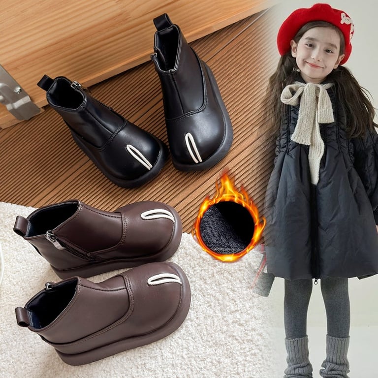 M044 Giày Bốt Bé Gái & Bé Trai Cổ Ngắn Da Mềm Mũi Tròn – Boots Trẻ Em Khóa Kéo Hông Tinh Tế Đế Đúc Êm Chân Đi Học, Đi Play, Du Lịch (Size 26 - 36)