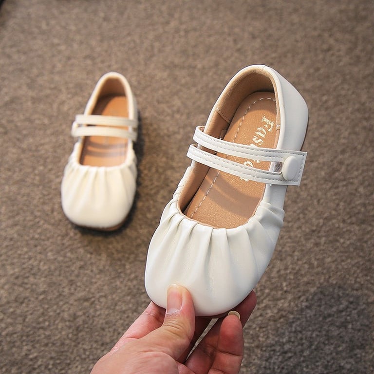 M011 Giày Búp Bê Bé Gái Mũi Xếp Nhún Vintage – Giày Búp Bê Da Mềm Quai Đôi Dán Tiện Lợi Cho Bé Đi Học, Đi Tiệc (Size 24 - 33)