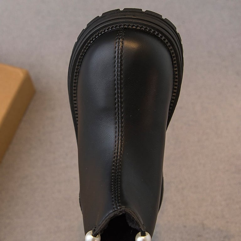 M038 Giày Bốt Bé Gái Cổ Ngắn Đính Ngọc Trai Sang Trọng – Boots Da Mềm Khóa Kéo Sau Đế Cao Su Chống Trượt Đi Học, Đi Tiệc (Size 26 - 36)
