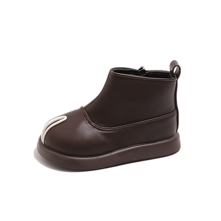 M044 Giày Bốt Bé Gái & Bé Trai Cổ Ngắn Da Mềm Mũi Tròn – Boots Trẻ Em Khóa Kéo Hông Tinh Tế Đế Đúc Êm Chân Đi Học, Đi Play, Du Lịch (Size 26 - 36)