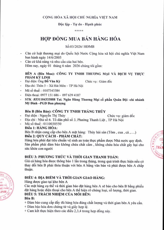 Hồ sơ pháp lý CÔNG TY TNHH THẮNG THỦY