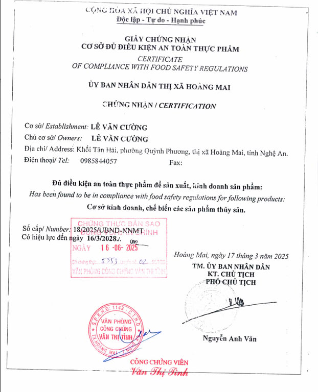 Hồ sơ pháp lý CÔNG TY TNHH THẮNG THỦY