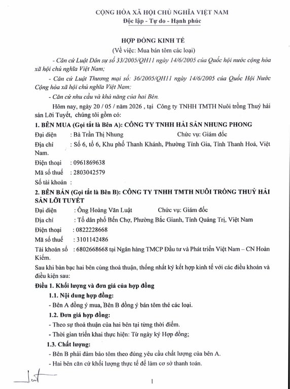 Hồ sơ pháp lý CÔNG TY TNHH THẮNG THỦY