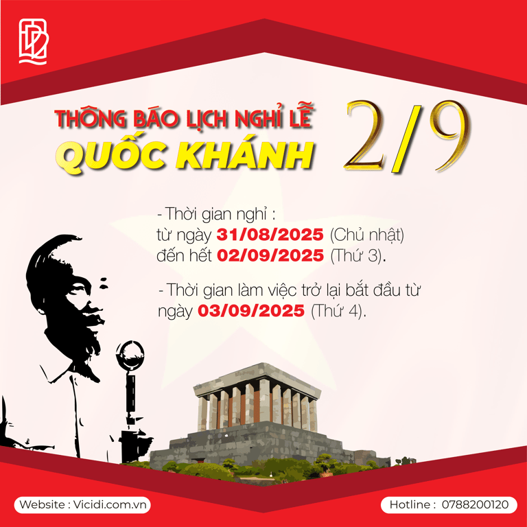 THÔNG BÁO NGHỈ LỄ QUỐC KHÁNH 2/9