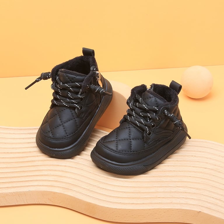 M026 Giày Boot Cổ Lót Lông Cho Bé Trai & Bé Gái Style Hàn Quốc – Giày Thể Thao Bốt Chần Chỉ Ô Tám Êm Chân Khóa Kéo Tiện Lợi (Size 26-36)