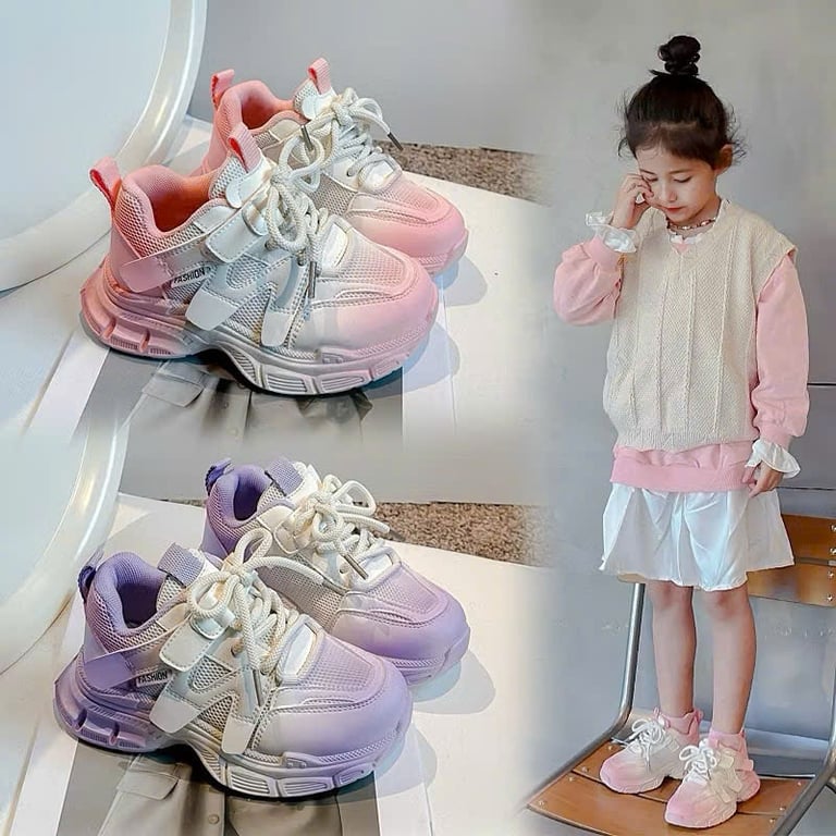 M046 Giày Thể Thao Bé Gái Phối Màu Hồng Loang Gradient Hàn Quốc – Sneaker Trẻ Em Đế Đúc Siêu Nhẹ Êm Chân Đi Học, Đi Chơi (Size 26 - 37)