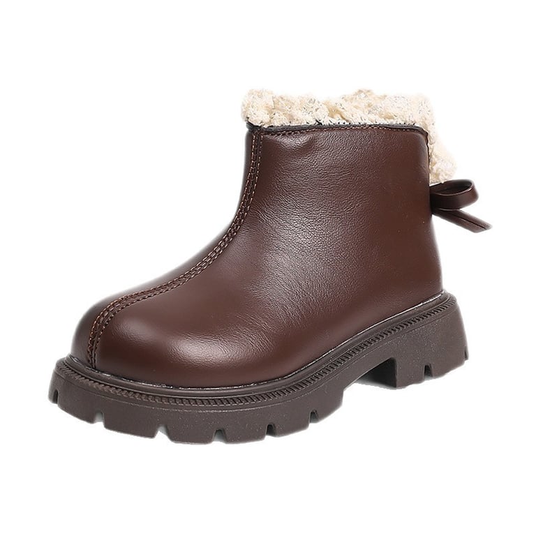 M207 Giày Boot Bé Gái Cổ Ngắn Viền Ren Da Mềm Phong Cách Hàn Quốc – Bốt Trẻ Em Mùa Thu Đông Xinh Xắn