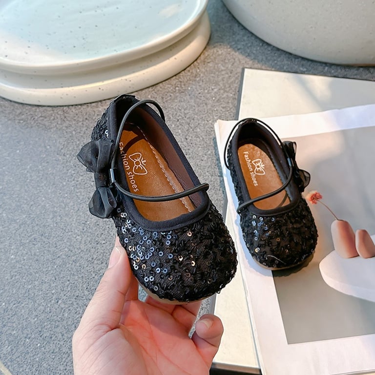M018 Giày Búp Bê Bé Gái Đính Kim Tuyến Lấp Lánh Phối Nơ Voan – Giày Công Chúa Trẻ Em Mũi Bo Tròn Êm Chân Đi Tiệc, Bối Cảnh Biểu Diễn (Size 24 - 32)